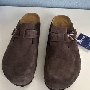 Mocha Suede Birkenstock Boston Clogs - EU 42